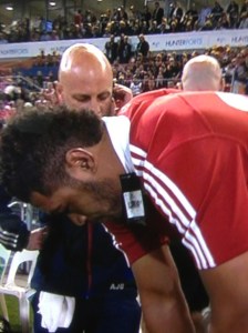 Felatau spotted just before he ran on - spot the tags still on his shirt!!