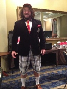 Adam ready for team meal (I really do worry about the choice of attire!!)