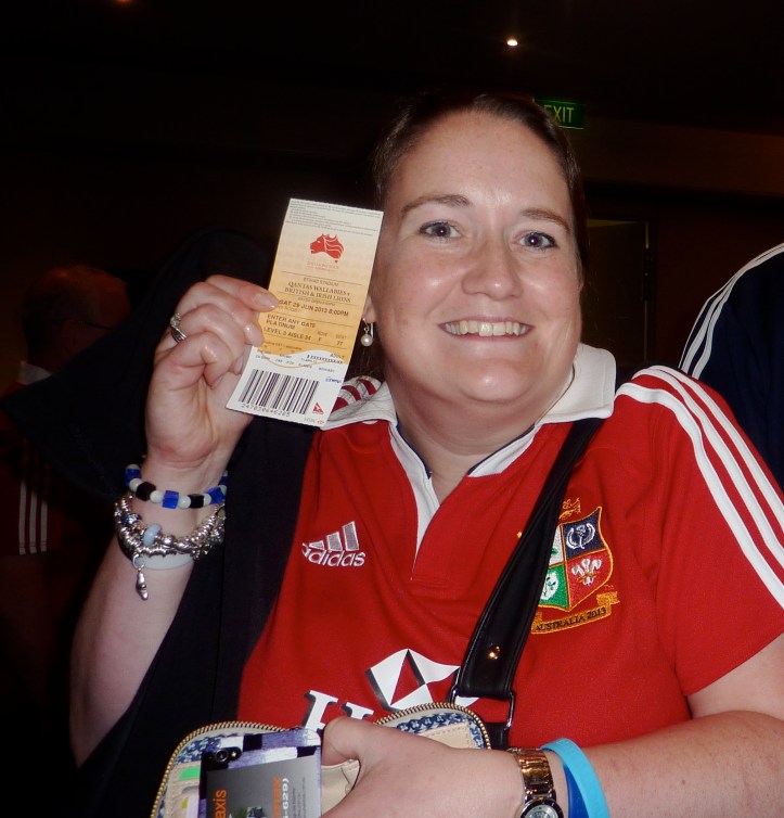 Just a little excited to actually have the ticket for the match in my hand!! (with thanks to Lesley for the photo!)