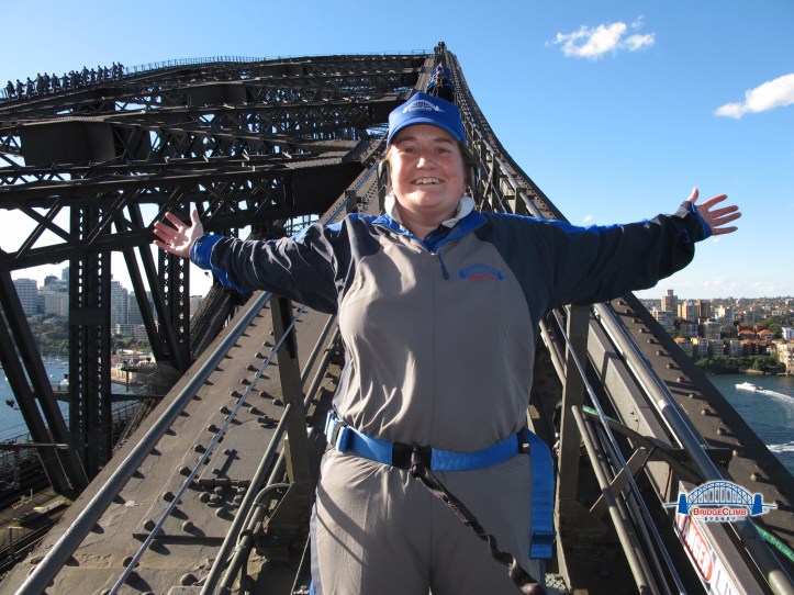 At the start of the Bridge Walk - easy to stand up with out being blown over here!!